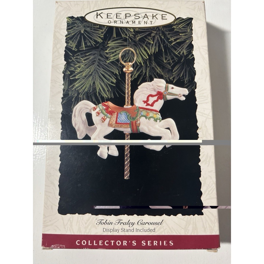 Hallmark Keepsake Tobin Fraley Carousel Horse 1993 Ornament w Stand Box - VTG